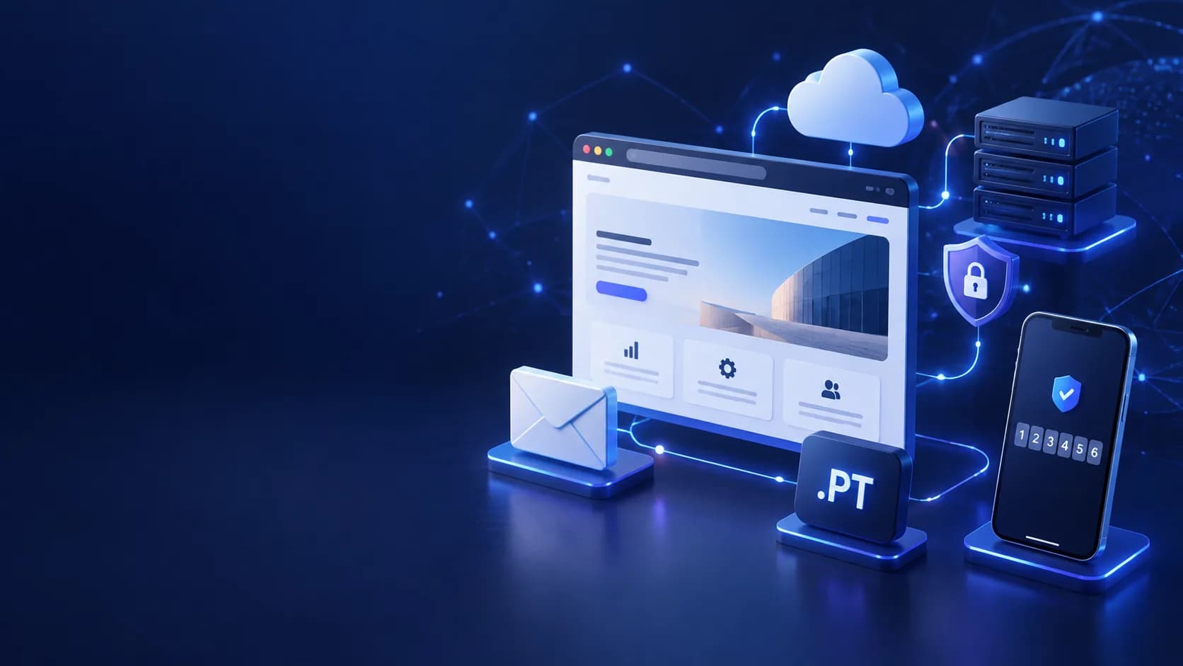 Ilustração de serviços digitais da Portal Virtual